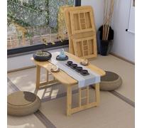 YCVAWEOD Portable Japanese Folding Floor Table, Lightweight Low Table for Living Room, Bedroom, Camping & Picnics, Bamboo Tea Table, Easy No Assembly, Wood Finish LWX