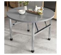YCVAWEOD Portable Stainless Steel Folding Table - Round Expandable Dining Table No Assembly Space-Saving Design with Non-Slip Rubber Feet Perfect for Canteen & Home Use (100x72cm/39.4x28.3) LWX