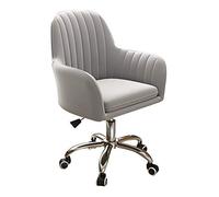 YCVAWEOD Professional Modern Armless Office Desk Chair With Pu Leather Padding And Design Adjustable Swivel Vanity Chair For Makeup Vanity Wide Seat Gray Color No Wheels LWX