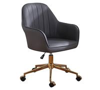 YCVAWEOD PU Leather Low Back Swivel Desk Chair Executive Gold Base Swivel Task Chair with Lumbar Support, Upholstered Office Chair, Easy to ClGTIN LWX