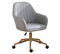 YCVAWEOD PU Leather Low Back Swivel Desk Chair Executive Gold Base Swivel Task Chair with Lumbar Support, Upholstered Office Chair, Easy to ClGTIN LWX