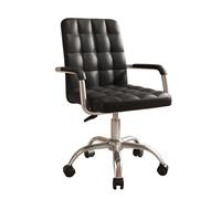 YCVAWEOD PU Leather Office Chair with Wheels Adjustable Swivel Desk Chair with Armrests Mid-Back Design for Home Office Bedroom Living Room (Black) LWX