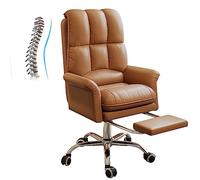 YCVAWEOD PU Leather Padded Desk Chair, Swivel Home Office Desk Chair, 145° Rocking High Back Computer Task Chairs for Office, Home, Bed Room,Gray LWX