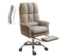 YCVAWEOD PU Leather Padded Desk Chair, Swivel Home Office Desk Chair, 145° Rocking High Back Computer Task Chairs for Office, Home, Bed Room,Gray LWX