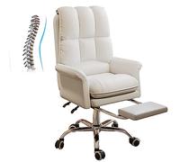 YCVAWEOD PU Leather Padded Desk Chair, Swivel Home Office Desk Chair, 145° Rocking High Back Computer Task Chairs for Office, Home, Bed Room,Gray LWX