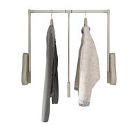 YCVAWEOD Pull Down Closet Rod, Pull Down Wardrobe Lift for Hanging Clothes, Lift Clothes Hanger for Saving Closet Space, 120°Smooth Stop+Width Adjustable+Automatic Reset(Khaki,650-850mm) LWX