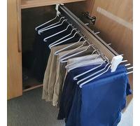 YCVAWEOD Pull Down Closet Rod, Retractable Heavy Duty Wardrobe, Steel Extendable Closet Rod for Pants Clothing Storage, Wardrobe Adjustable Clothes Hanger Rail Space Saving,White,55cm LWX