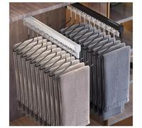 YCVAWEOD Pull Out Clothes Hanger Rod Sliding Wardrobe Closet Rod Adjustable Wardrobe Clothing Rail with Pants Rack Steel Hanger Rack Bar, White, black (Color : White, Size : 447mm) LWX