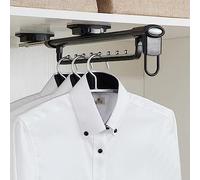 YCVAWEOD Retractable Pull Out Closet Rod - Adjustable Aluminum Alloy Clothes Hanger, 25kg Capacity, Extendable 3-Section Slide Rail Valet Rod for Wardrobe & Cupboard (Black) LWX