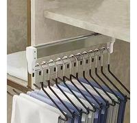 YCVAWEOD Retractable Stainless Steel Closet Pull Out Rod, 25kg Capacity Valet Hanger, Adjustable Mute Pants Rack, Extendable Organizer for Wardrobe Storage, Space-Saving Solution LWX