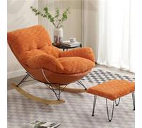 YCVAWEOD Rocking Chair Nursery Upholstered Glider Rocker High Backrest Nursery Rocker Comfortable Stylish Accent Armchair for Living Rooms Bedrooms Offices orange LWX