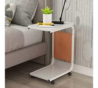 YCVAWEOD Rolling Side Table C Shaped Sofa End Table, Narrow Side Table Heavy Duty Mobile Table With Side Pocket And Wheels Over Bed Table For Couch, Bed, Small Spaces, Bedroom, Living Room LWX