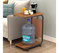 YCVAWEOD Rolling Side Table C Shaped Sofa End Table, Narrow Side Table Heavy Duty Mobile Table With Side Pocket And Wheels Over Bed Table For Couch, Bed, Small Spaces, Bedroom, Living Room LWX