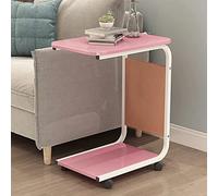 YCVAWEOD Rolling Side Table C Shaped Sofa End Table, Narrow Side Table Heavy Duty Mobile Table With Side Pocket And Wheels Over Bed Table For Couch, Bed, Small Spaces, Bedroom, Living Room LWX