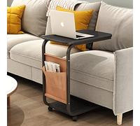 YCVAWEOD Rolling Side Table C Shaped Sofa End Table, Narrow Side Table Heavy Duty Mobile Table With Side Pocket And Wheels Over Bed Table For Couch, Bed, Small Spaces, Bedroom, Living Room LWX