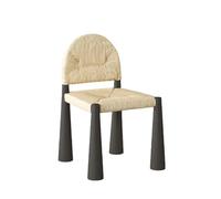 YCVAWEOD Rope Woven Single Back Dining Chair Modern Minimalist Retro Wood Accent Chair Creative Makeup Chair with Hand-Woven Seat Long-Lasting(Black) LWX