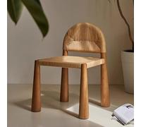 YCVAWEOD Rope Woven Single Back Dining Chair Modern Minimalist Retro Wood Accent Chair Creative Makeup Chair with Hand-Woven Seat Long-Lasting(Natural) LWX