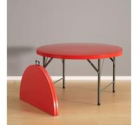 YCVAWEOD Round Folding Table, Portable Picnic Table Camping Table with Handle, Easy for Storage, Grill Table for Dining Picnic and Party(Color:Red,Size:136cm/54in) LWX