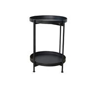 YCVAWEOD Round Side Table - 2 Tier Metal Coffee Table, Small Folding Table for Living Room or Office, Versatile Coffee Holder and Flower Stand LWX
