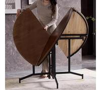 YCVAWEOD Round Wood Folding Banquet Table, Space Saving Dining Table for Outdoor, Kitchen Dining Room Patio Side Table, Heavy Duty Coffee Table(Size:Diameter 110cm (43.3 Inch)) LWX