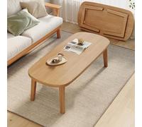 YCVAWEOD Rustic Wooden Folding Side Table Small Coffee Table for Living Room Bedroom & Office Perfect for Small Spaces (Color: Wood Finish Size: Compact) LWX