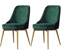YCVAWEOD Set of 2 Velvet Kitchen Chairs with Metal Legs - Stylish Green Dining Room & Office Lounge Chairs with Comfortable Backrests - Modern Furniture for Home & Bedroom LWX