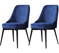 YCVAWEOD Set of 2 Velvet Kitchen Chairs with Metal Legs, Stylish Living Room & Dining Room Seating, Comfortable Office Lounge Chairs, Available in Blue with Black Feet LWX