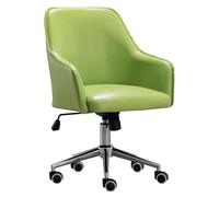 YCVAWEOD Silla Home Office Desk Chair w/Wheels & Arms Comfortable Leather Swivel Computer Chair Mid Back Upholstered Vanity Chair 7cm Adjustable Height + Easy to Assemble Study(Grn) LWX