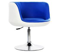 YCVAWEOD Silla Modern Round Office Desk Chair w/Back Leather Swivel Accent Chair Adjustable Height Gas-Lift Makeup Chair for Living Room Bedroom Study(Blu) LWX