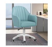 YCVAWEOD Silla PU Leather Home Office Chair w/Wheels Modern 360° Swivel Upholstered Desk Chair 10cm Height Adjustment Task Armchair for Home Office Living Room Study(Blu) LWX