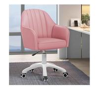 YCVAWEOD Silla PU Leather Home Office Chair w/Wheels Modern 360° Swivel Upholstered Desk Chair 10cm Height Adjustment Task Armchair for Home Office Living Room Study(Rose) LWX
