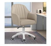 YCVAWEOD Silla PU Leather Home Office Chair w/Wheels Modern 360° Swivel Upholstered Desk Chair 10cm Height Adjustment Task Armchair for Home Office Living Room Study(Khaki) LWX