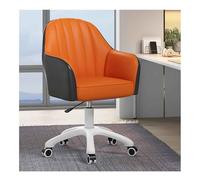 YCVAWEOD Silla PU Leather Home Office Chair w/Wheels Modern 360° Swivel Upholstered Desk Chair 10cm Height Adjustment Task Armchair for Home Office Living Room Study(Grey Orange) LWX