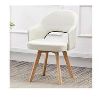 YCVAWEOD Silla Swivel Office Desk Chair No Wheels Comfy Living Room Accent Chair Mid Century Modern Upholstered Dining Chair wCushioned Pad Seat & Solid Beech Wood Legs Study(Wei) LWX