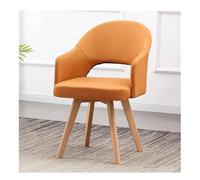YCVAWEOD Silla Swivel Office Desk Chair No Wheels Comfy Living Room Accent Chair Mid Century Modern Upholstered Dining Chair wCushioned Pad Seat & Solid Beech Wood Legs Study(Orange) LWX