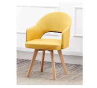 YCVAWEOD Silla Swivel Office Desk Chair No Wheels Comfy Living Room Accent Chair Mid Century Modern Upholstered Dining Chair wCushioned Pad Seat & Solid Beech Wood Legs Study(Gelb) LWX