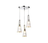 YCVAWEOD Simple 3-Lights Northern Creative Modern Europe Glass Pendant Lights Ceiling Lighting Fixtures Decoration Postmodern Crystal LED Hanging Lamp Device(Transparent A) LWX