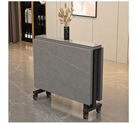 YCVAWEOD Slate Folding Dining Table with 6 Wheels Extendable and Space Saving for Small Spaces Ideal for Restaurant Kitchen Bedroom Drop Leaf Design Suitable for Any Décor LWX