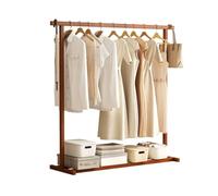 YCVAWEOD Solid Wood Clothing Rack Freestanding Coat Hanger for Hanging Clothes Wardrobe for Bedroom & Entryway 125 cm Tall (Brown 120x40x125 cm) LWX
