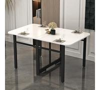 YCVAWEOD Solid Wood Folding Dining Table, Ultra Thin Table for Small Spaces, Multifunction Expandable Table for Kitchen, Bedroom, Living Room (Color : White+Black, Size : 120cm/47.2in) LWX