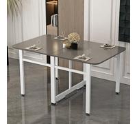 YCVAWEOD Solid Wood Folding Dining Table, Ultra Thin Table for Small Spaces, Multifunction Expandable Table for Kitchen, Bedroom, Living Room (Color : Gray+White, Size : 120cm/47.2in) LWX