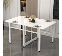 YCVAWEOD Solid Wood Folding Dining Table, Ultra Thin Table for Small Spaces, Multifunction Expandable Table for Kitchen, Bedroom, Living Room (Color : White+White, Size : 120cm/47.2in) LWX