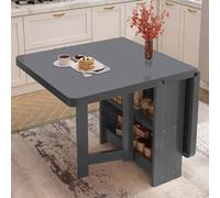 YCVAWEOD Solid Wood Folding Dining Table with 2 Layer Storage Shelf Versatile Drop Leaf Kitchen Table Collapsible Extension Dining Table with 3 Forms LWX