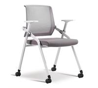 YCVAWEOD Stackable & Foldable Conference Room Chairs, Gray Mesh Office Guest & Reception Chair with Arms, Ideal for Training & Waiting Rooms LWX