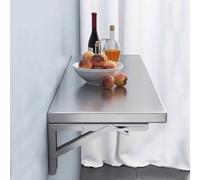 YCVAWEOD Stainless Steel Wall Mounted Folding Table 304 Steel Simple Design Space Saving Supports Up to 150kg Ideal for Home or Office Use LWX