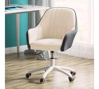 YCVAWEOD Swivel Accent Chairs with Armrest,Upholstered Mid-Back Home Office Desk Chairs Computer Study Task Chair with Wheels(Size:Size,Color:White Grey) LWX