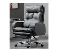 YCVAWEOD Swivel Chair Leather Computer Office Comfortable Home Gaming Chair, Home Office Desk Chairs - Ultimate Sitting Comfort for Work,Grey-Foot pedal LWX