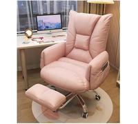 YCVAWEOD Swivel Desk Chair Leather Executive Chair 90~120° Tilt Back Office Chair Adjustable Back Height Computer Chair with Footrest,Light Grey-56x4555cm LWX