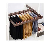 YCVAWEOD Trousers Rack Pull Out Pants Hangers Coffee Color Closet Pull Out Trousers Hanger Rack,Push Pull Pants Rack with 6,7,9,10 Pants Hanging Rods,Includes Hardware/76~81Cm LWX