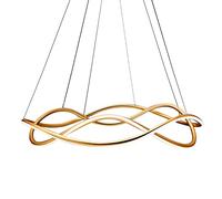 YCVAWEOD Twisted Linear Pendant Light, Creative Dining Room Long Ring Hanging Lights, Metal Suspension Lamps With Silicone Shade, Modern 89W Led Kitchen Island-Warm Light LWX